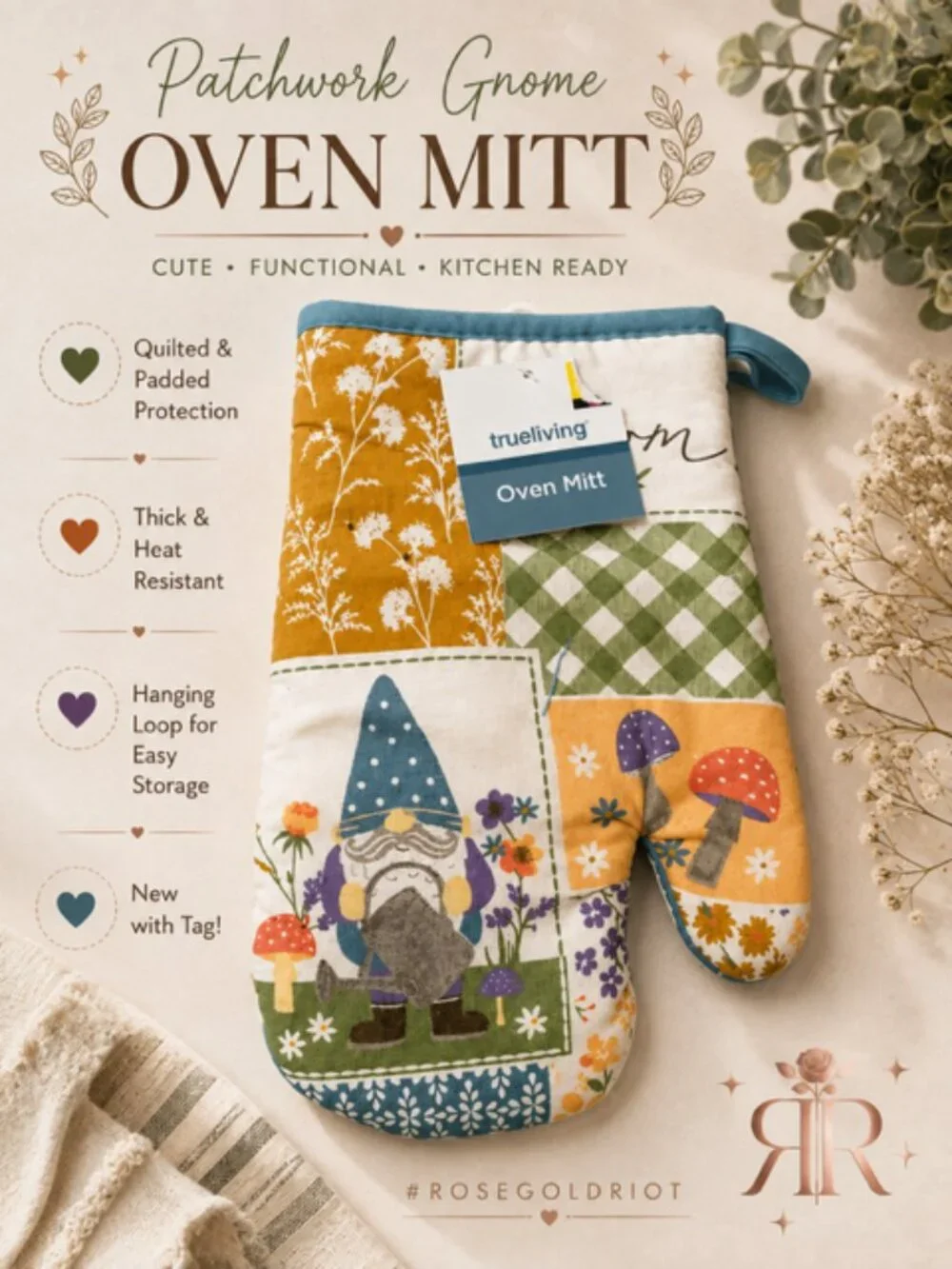 🩵 Dusty Teal Quilted Oven Mitt 🩵